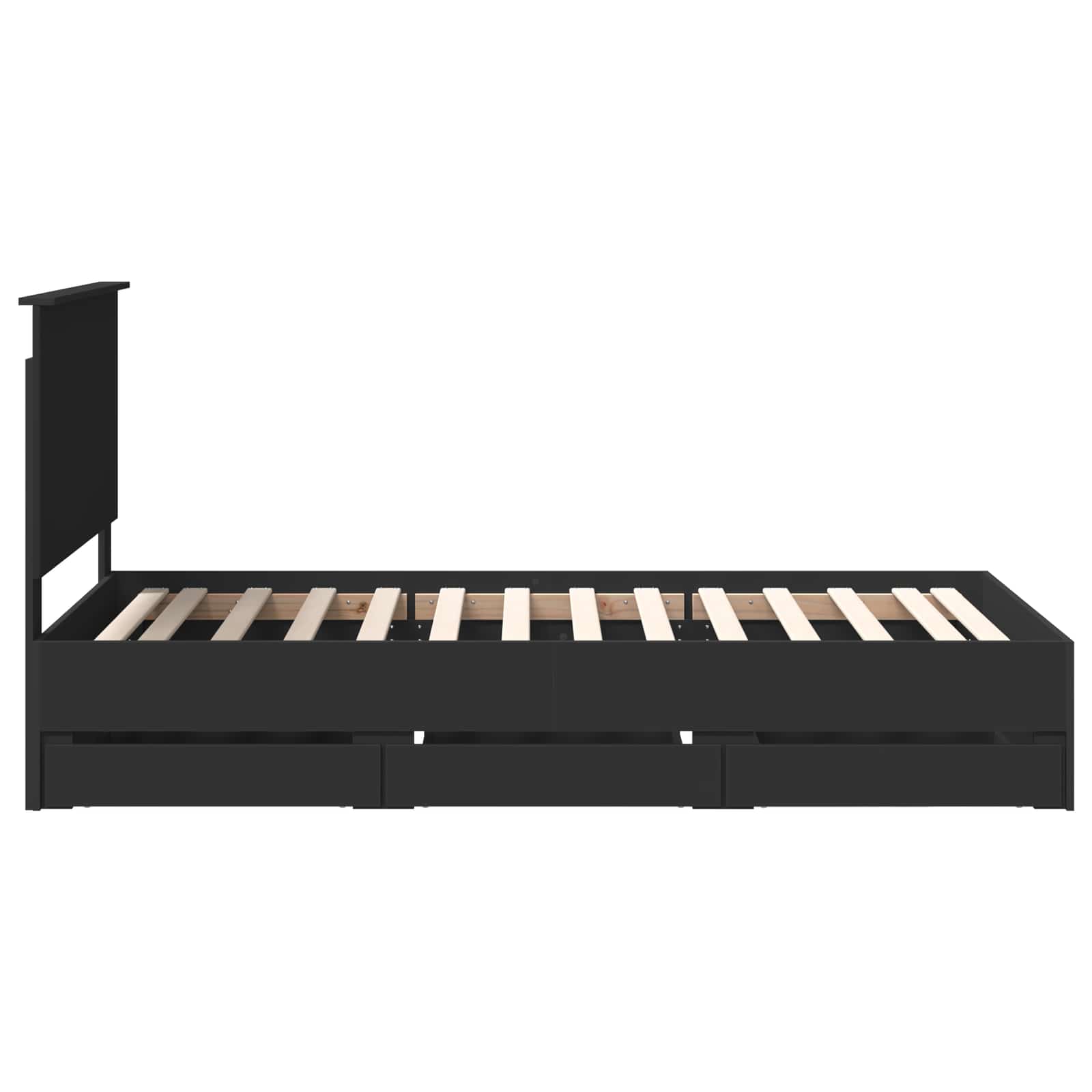 Bed Frame with Drawer Black 100 x 200 cm Engineer Wood