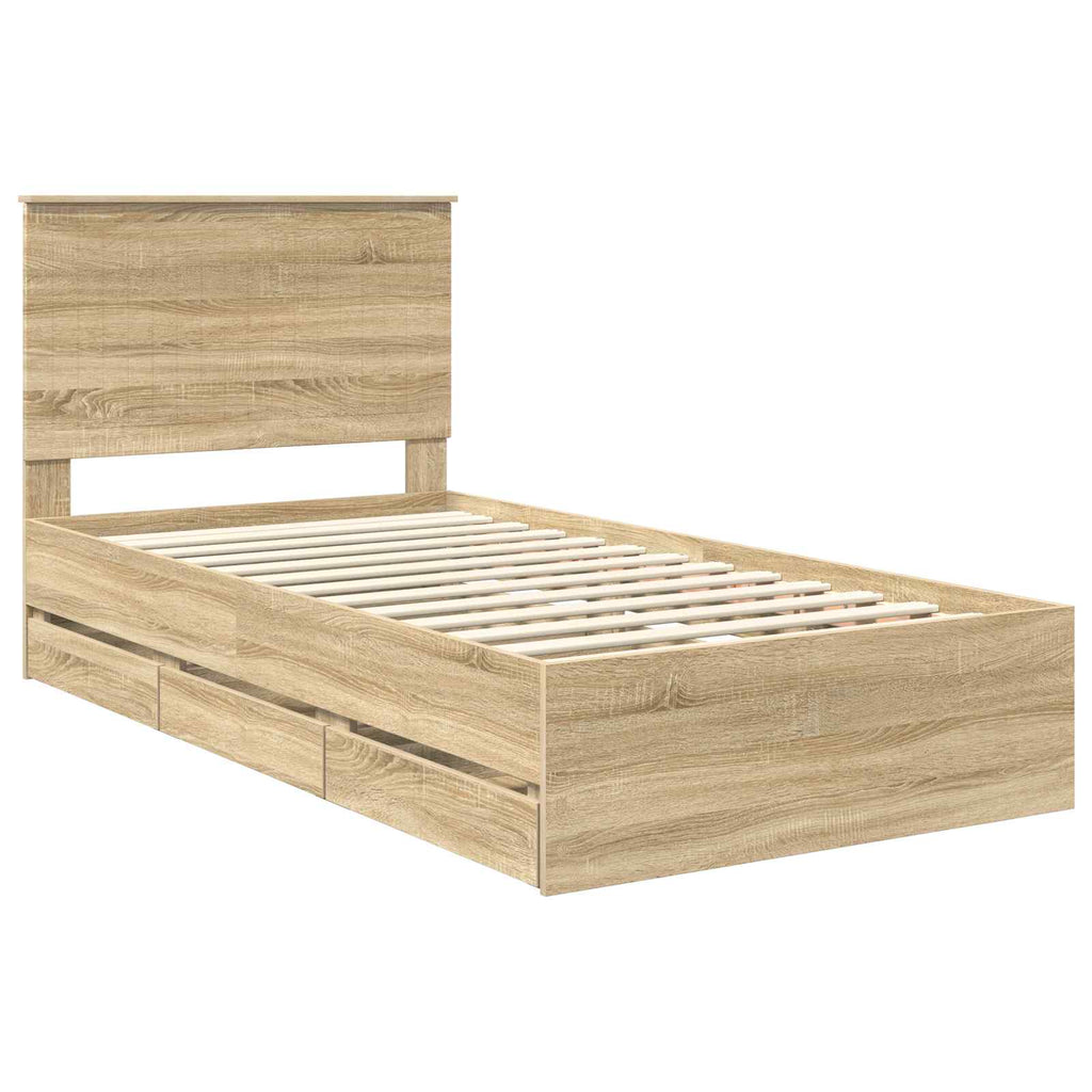 Bed Frame with Drawer Sonoma Oak 100 x 200 cm Engineer Wood
