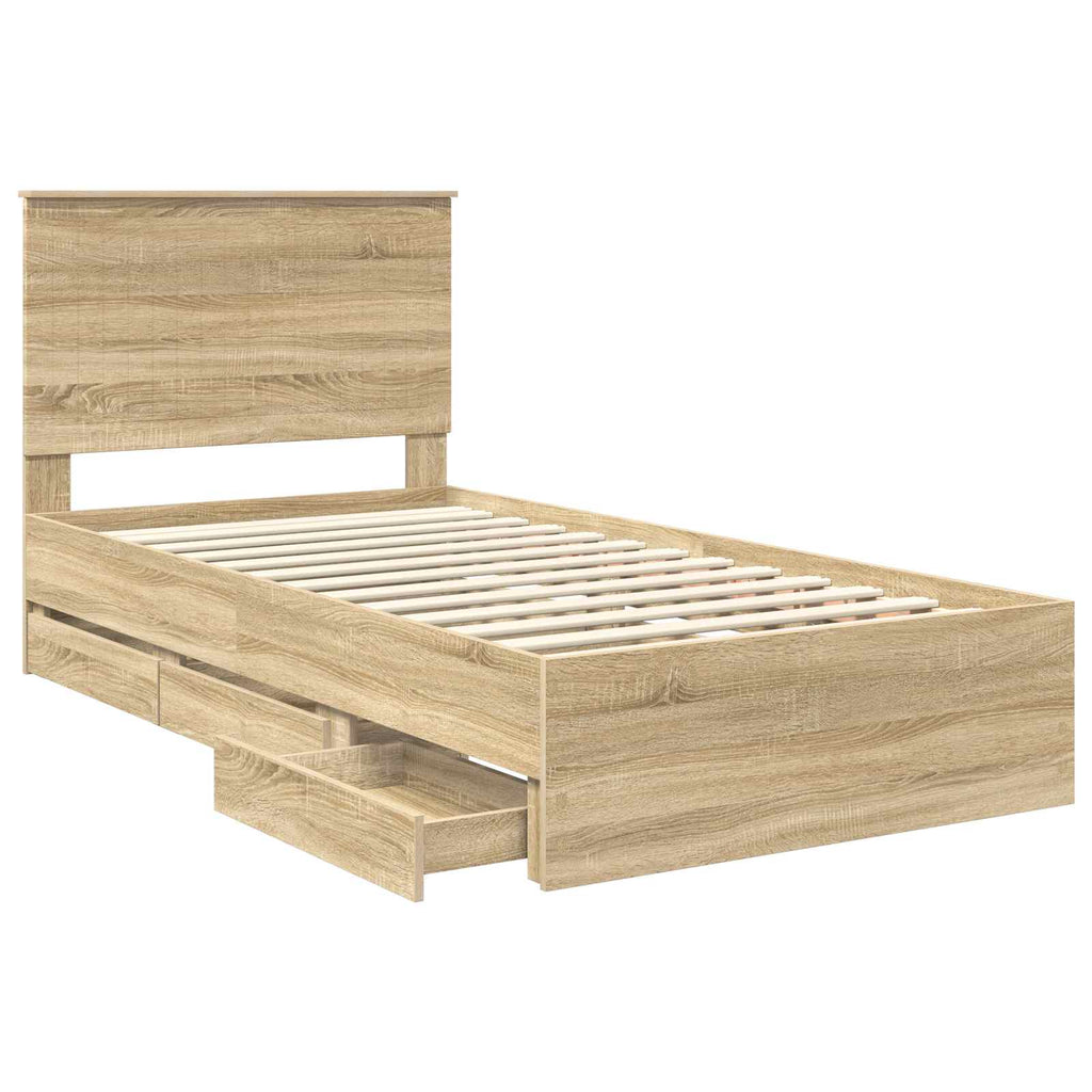 Bed Frame with Drawer Sonoma Oak 100 x 200 cm Engineer Wood