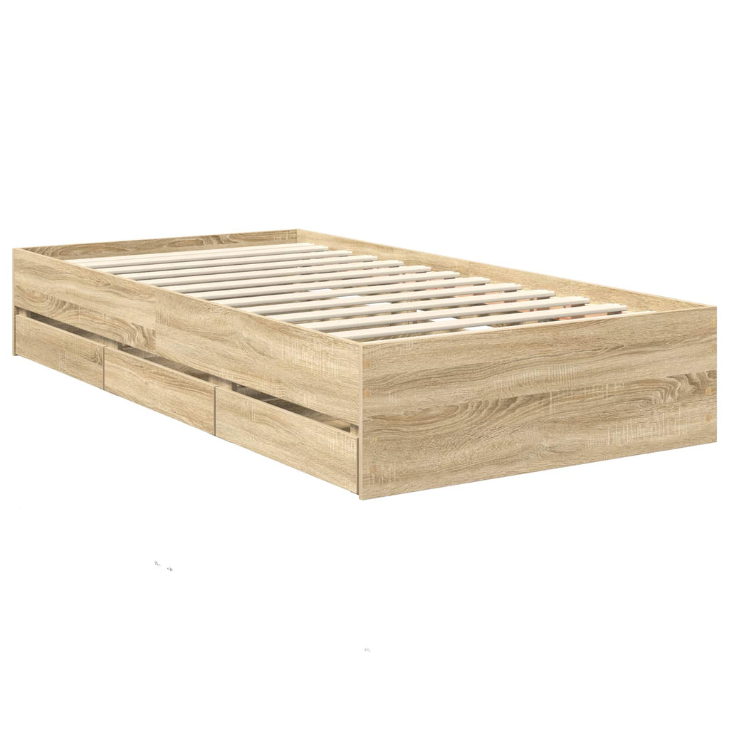 Bed Frame with Drawer Sonoma Oak 100 x 200 cm Engineer Wood