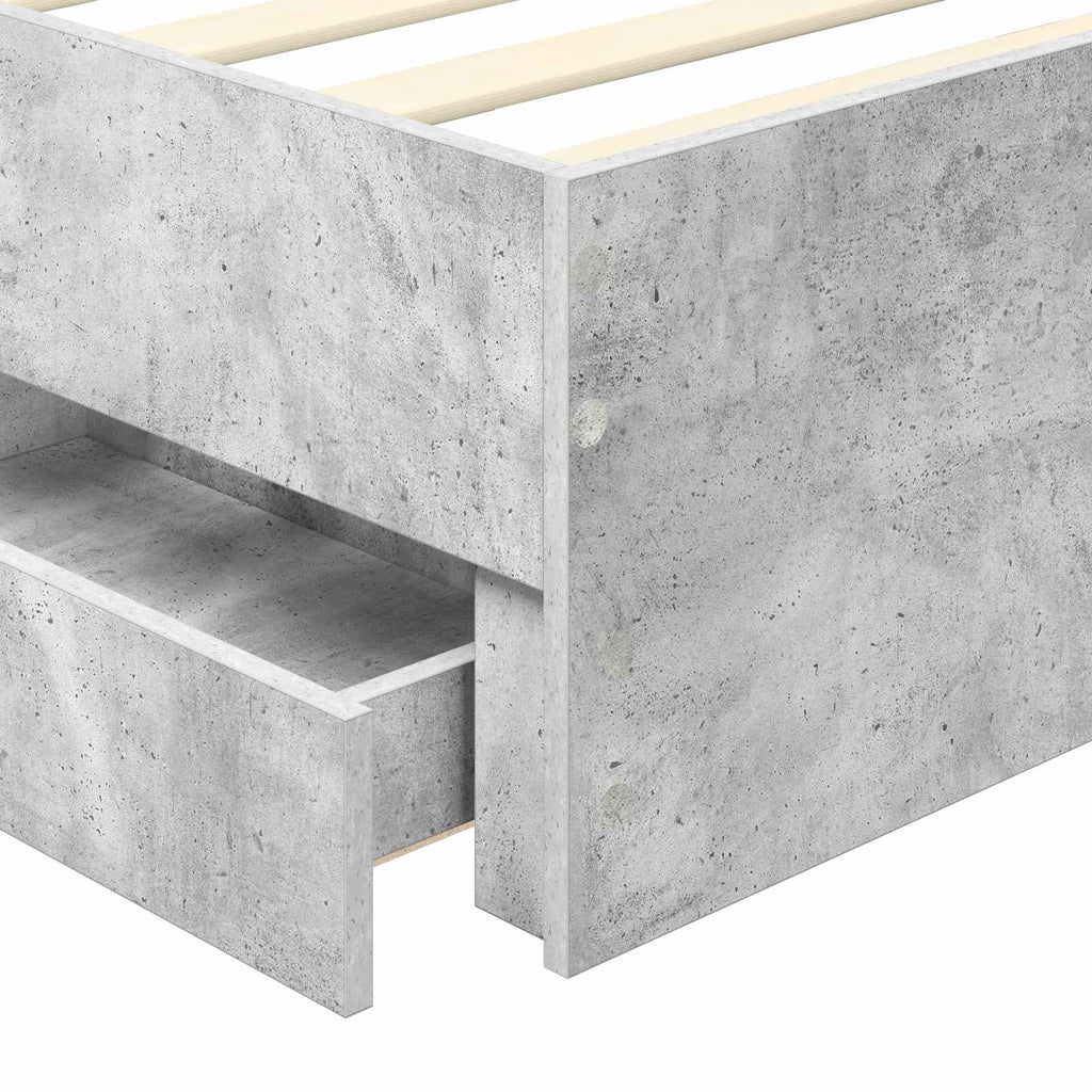 Bed Frame with Drawer Concrete Grey 100 x 200 cm Engineer Wood