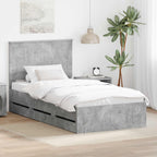Bed Frame with Drawer Concrete Grey 100 x 200 cm Engineer Wood
