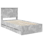 Bed Frame with Drawer Concrete Grey 100 x 200 cm Engineer Wood