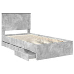 Bed Frame with Drawer Concrete Grey 100 x 200 cm Engineer Wood