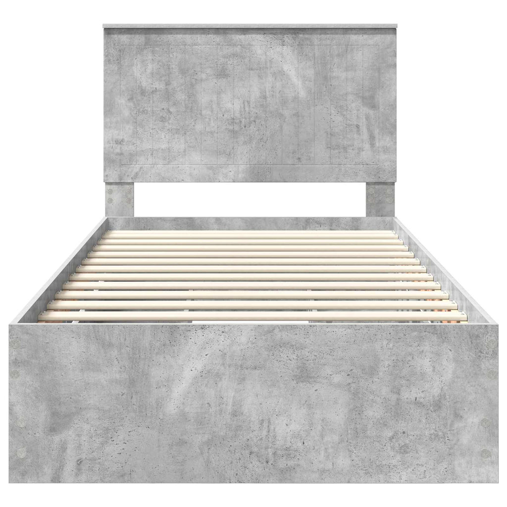 Bed Frame with Drawer Concrete Grey 100 x 200 cm Engineer Wood