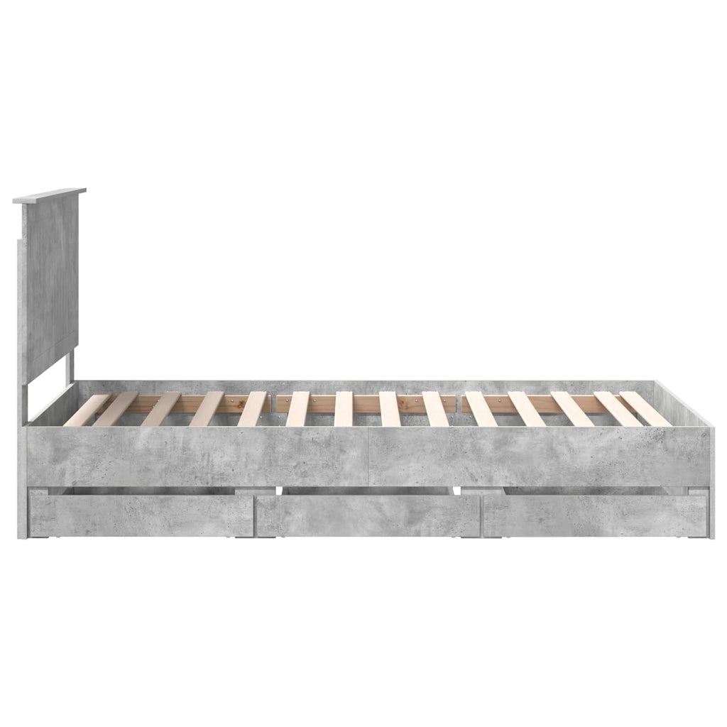 Bed Frame with Drawer Concrete Grey 100 x 200 cm Engineer Wood