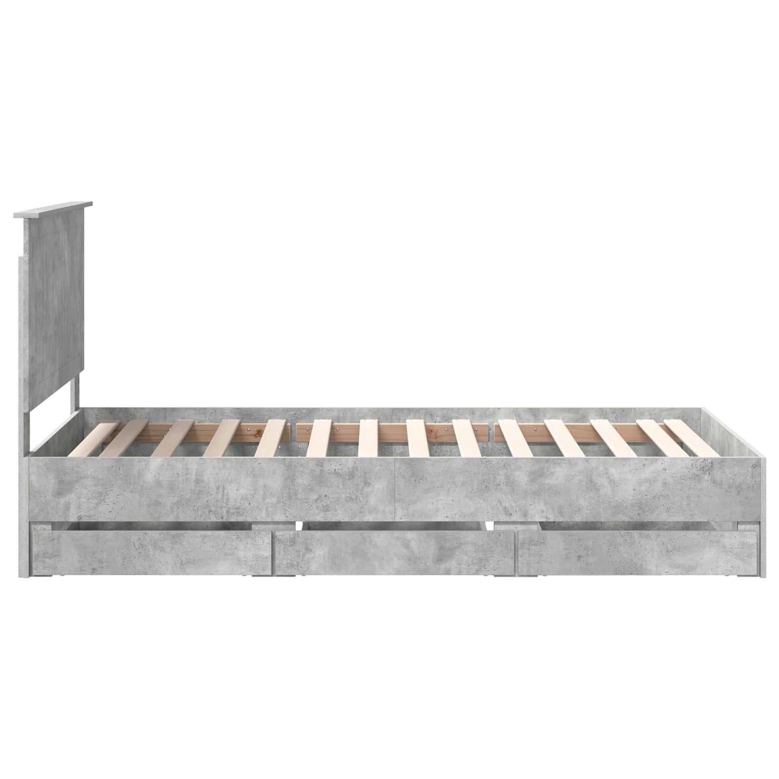 Bed Frame with Drawer Concrete Grey 100 x 200 cm Engineer Wood
