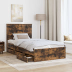 Bed Frame with Drawer Smoked Oak 100 x 200 cm Engineer Wood