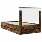 Bed Frame with Drawer Smoked Oak 100 x 200 cm Engineer Wood
