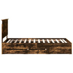 Bed Frame with Drawer Smoked Oak 100 x 200 cm Engineer Wood