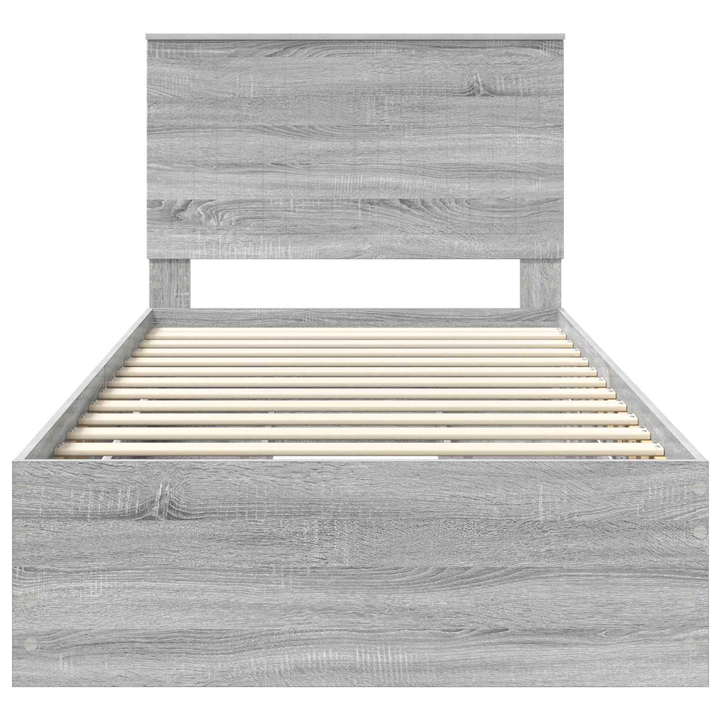 Bed Frame with Drawer Grey Sonoma 100 x 200 cm Engineer Wood