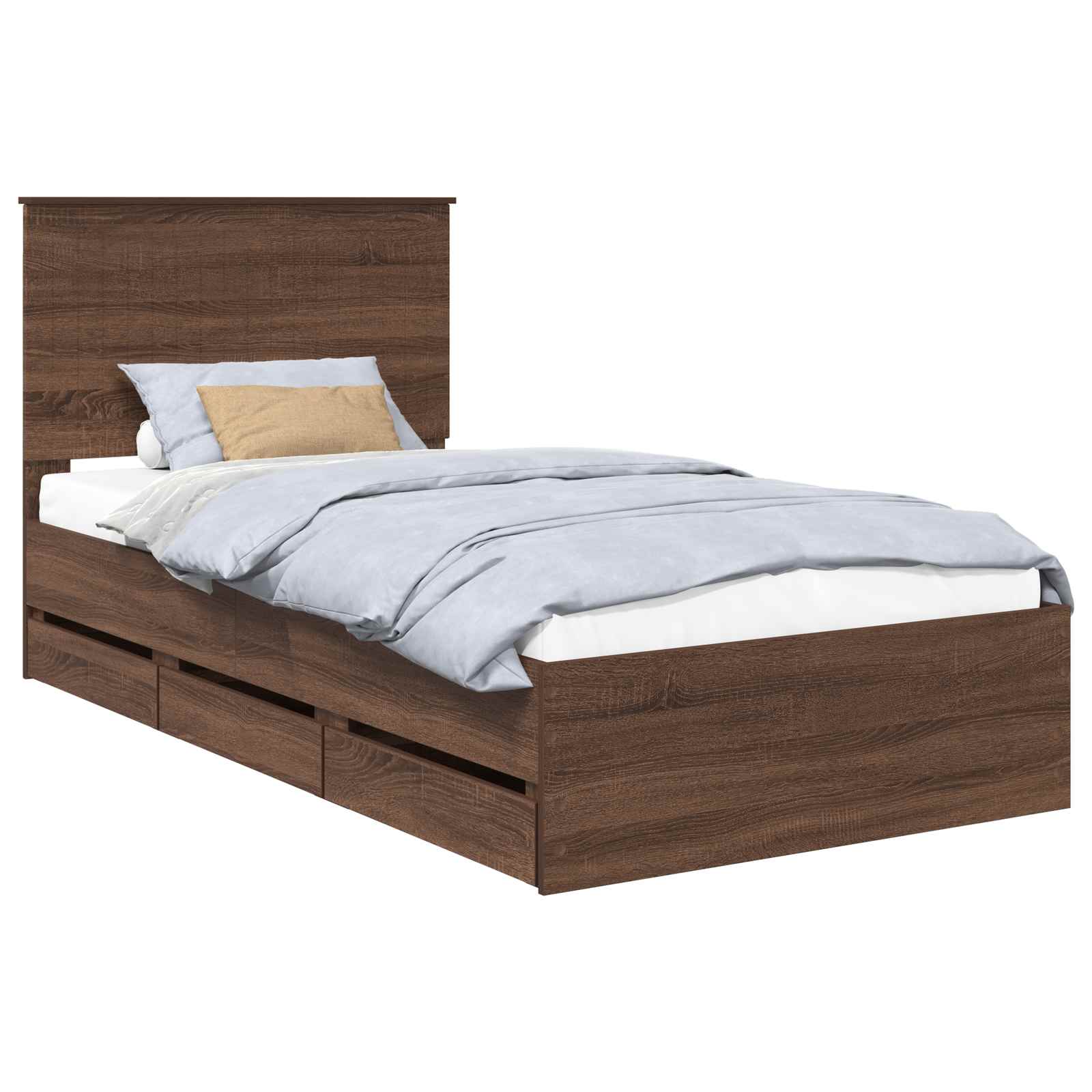 Bed Frame with Drawer Brown Oak 100 x 200 cm Engineer Wood