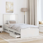 Bed Frame with Drawer White 90 x 190 cm Engineer Wood
