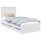 Bed Frame with Drawer White 90 x 190 cm Engineer Wood