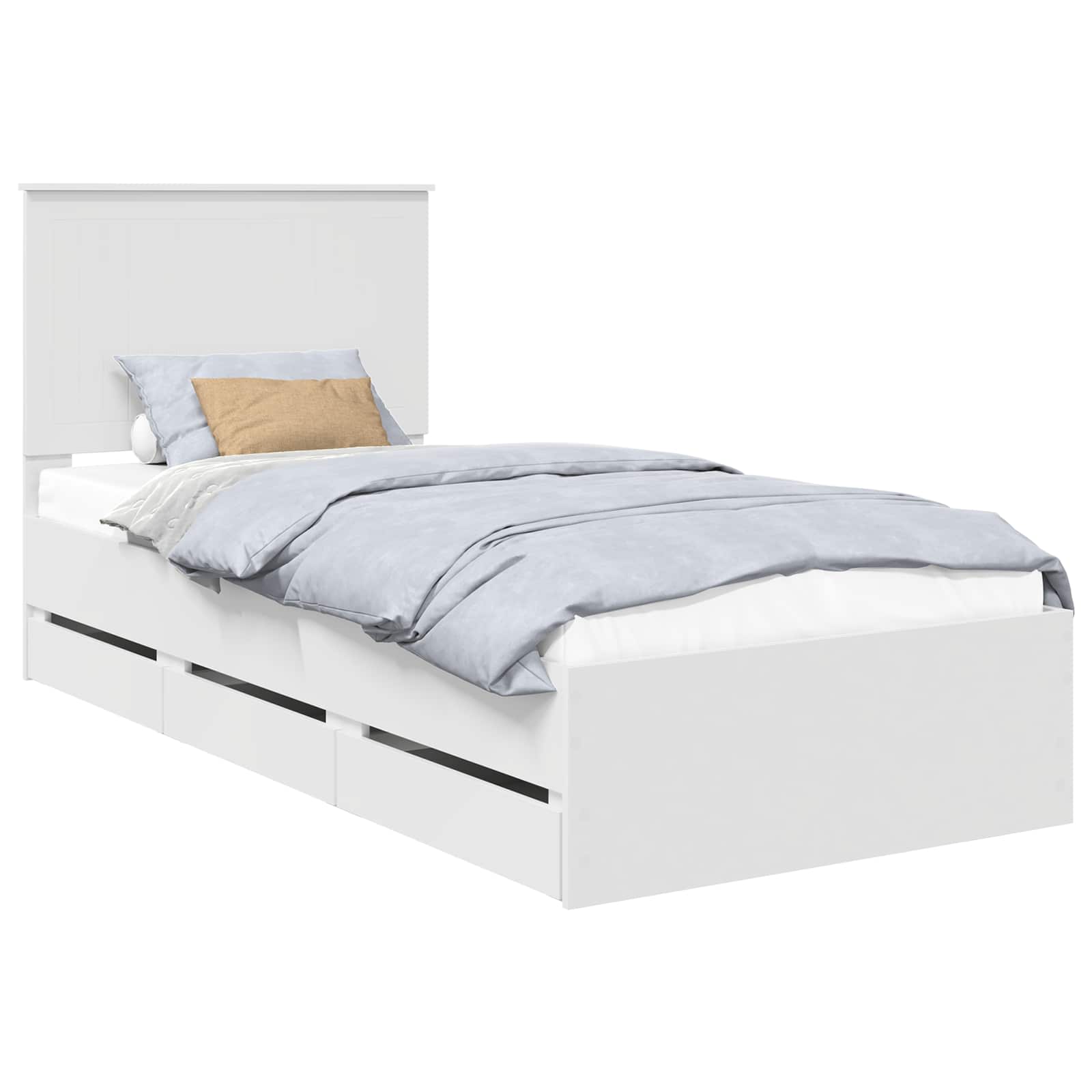 Bed Frame with Drawer White 90 x 190 cm Engineer Wood