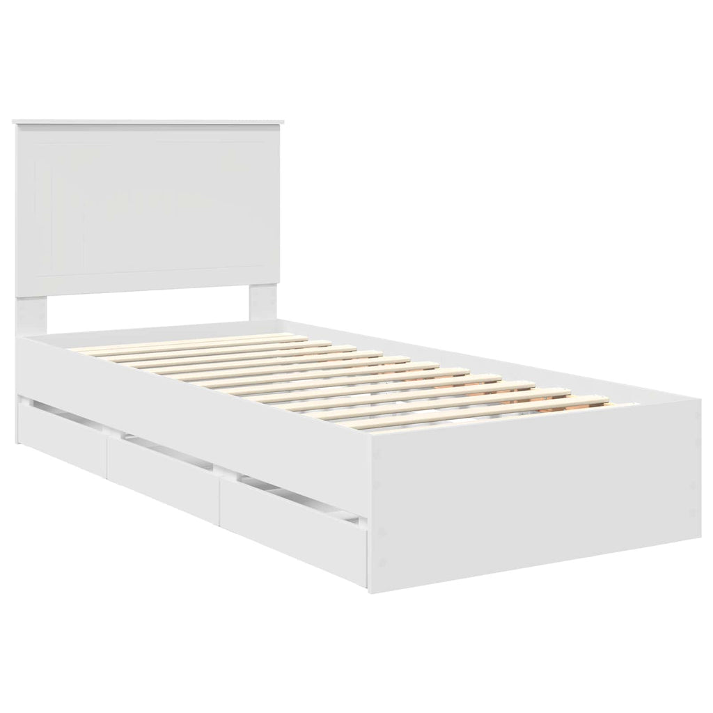 Bed Frame with Drawer White 90 x 190 cm Engineer Wood
