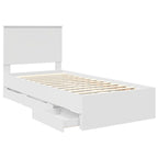 Bed Frame with Drawer White 90 x 190 cm Engineer Wood