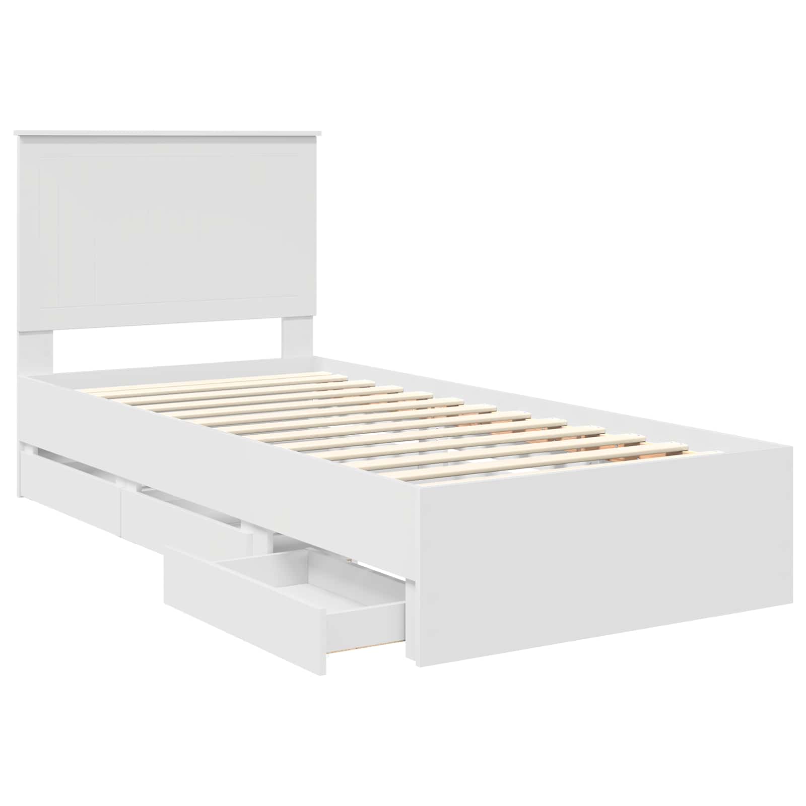 Bed Frame with Drawer White 90 x 190 cm Engineer Wood
