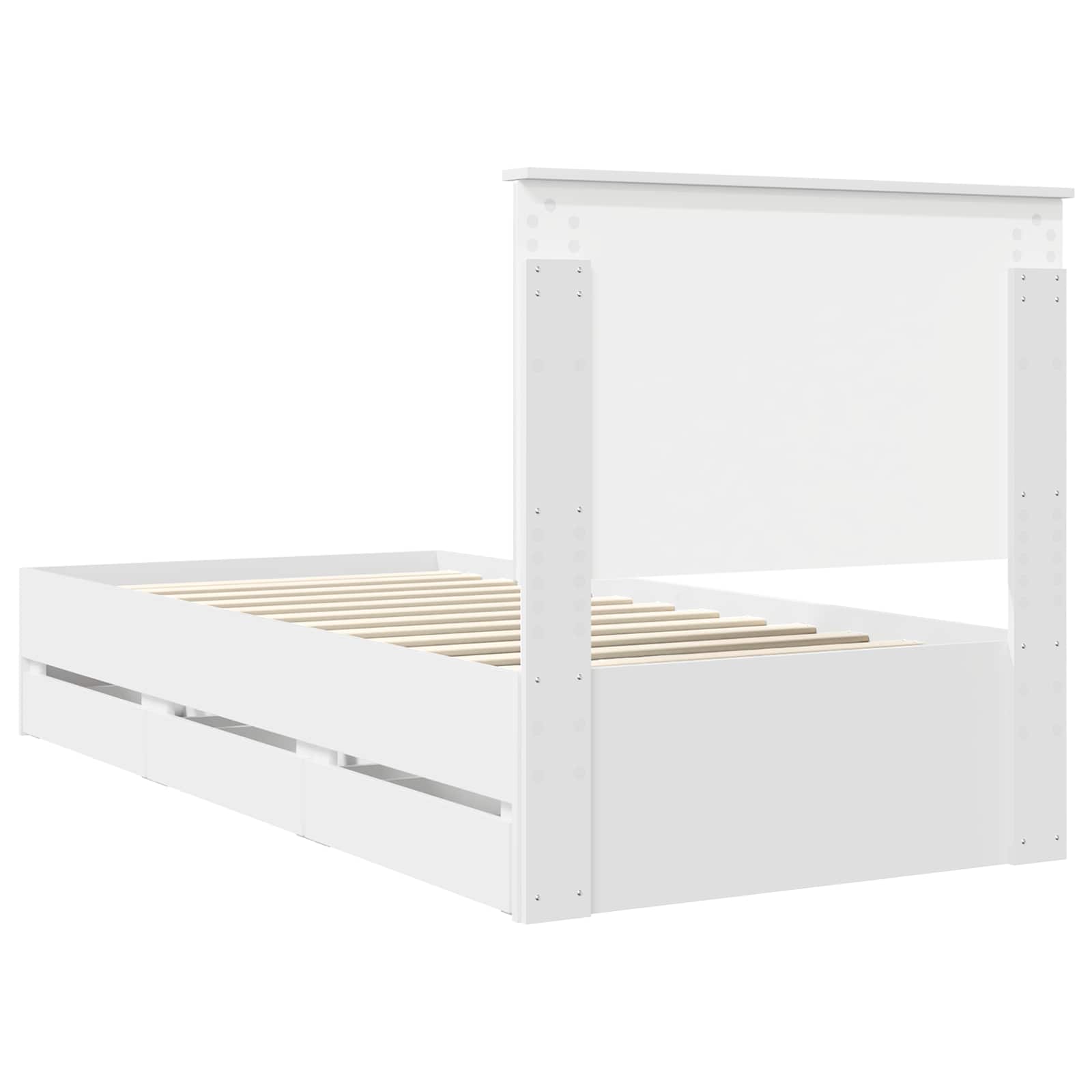 Bed Frame with Drawer White 90 x 190 cm Engineer Wood