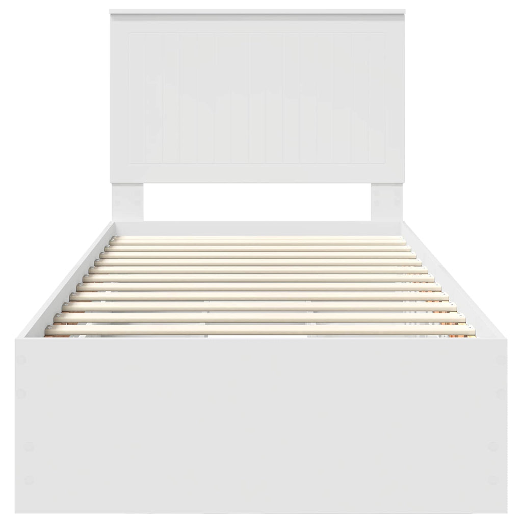 Bed Frame with Drawer White 90 x 190 cm Engineer Wood