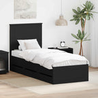 Bed Frame with Drawer Black 90 x 190 cm Engineer Wood
