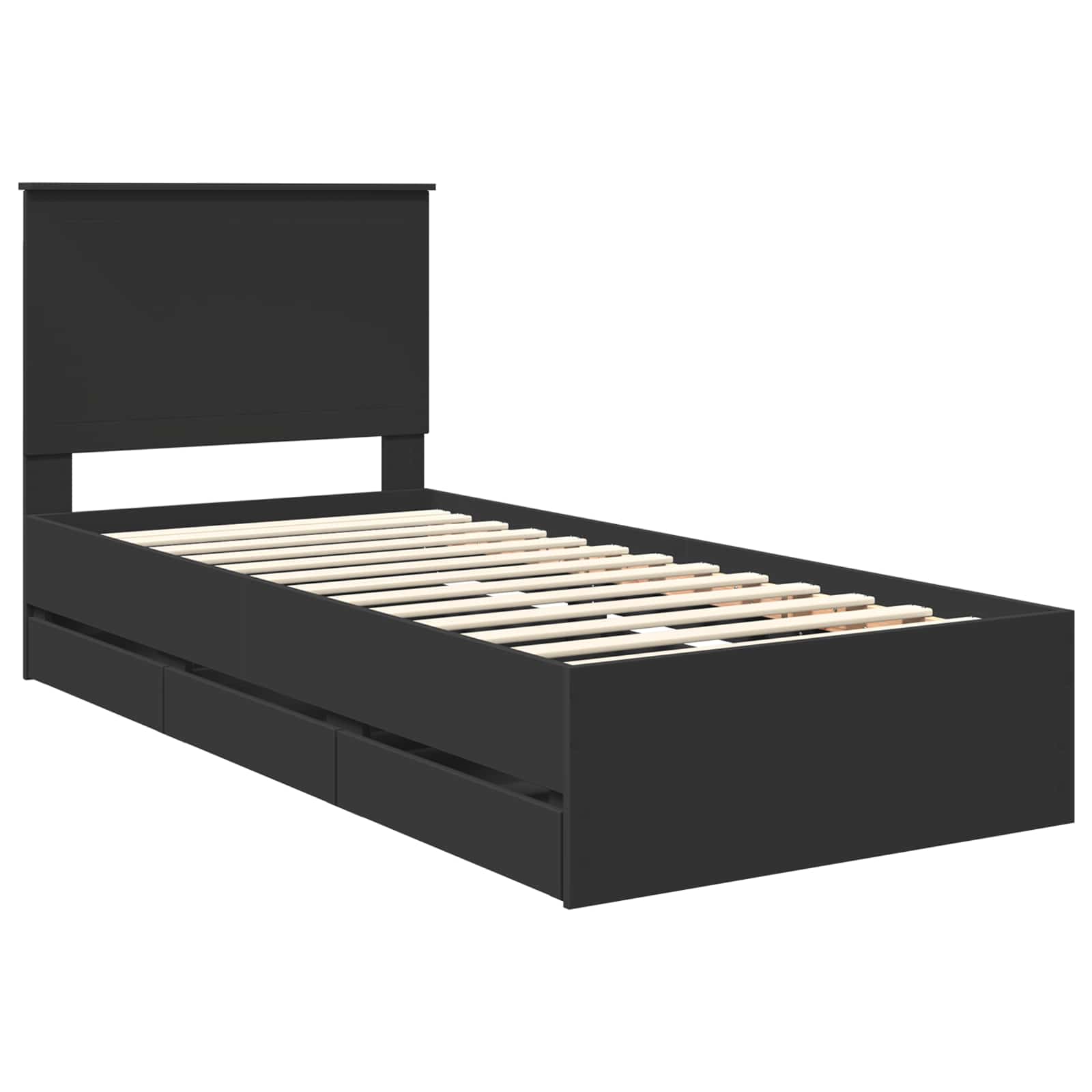 Bed Frame with Drawer Black 90 x 190 cm Engineer Wood