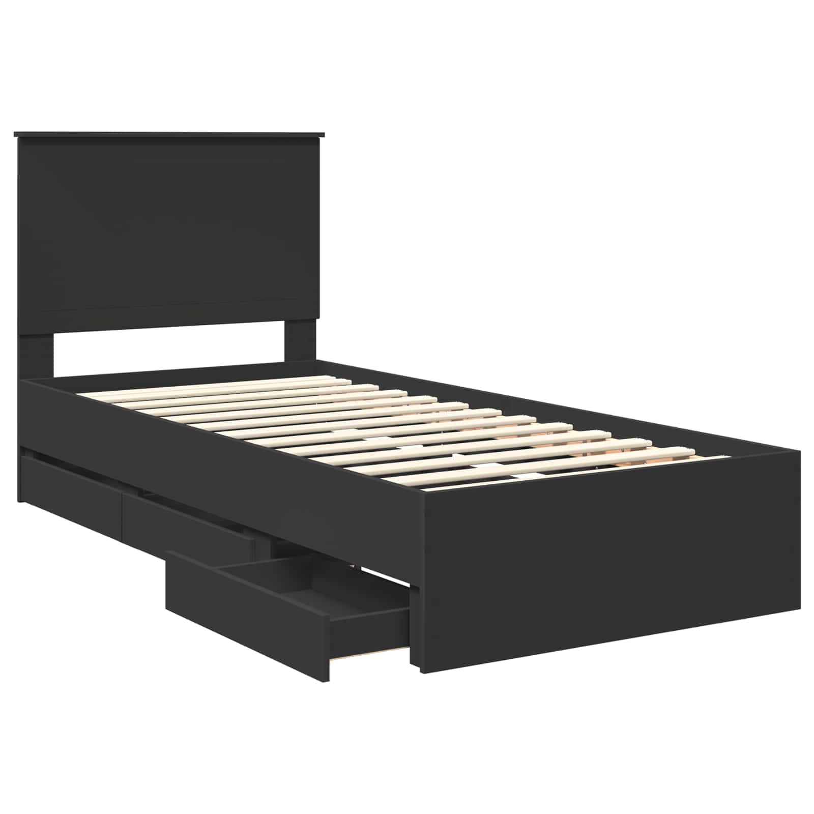 Bed Frame with Drawer Black 90 x 190 cm Engineer Wood