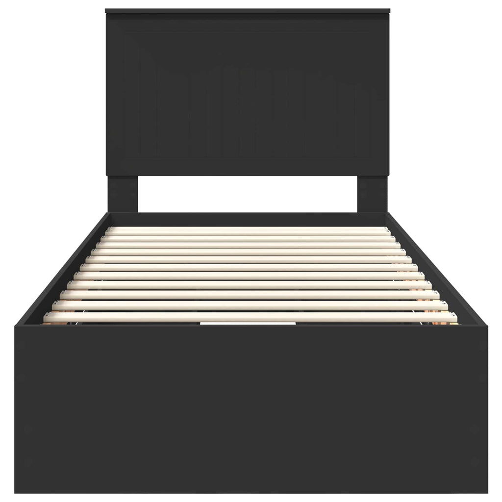 Bed Frame with Drawer Black 90 x 190 cm Engineer Wood