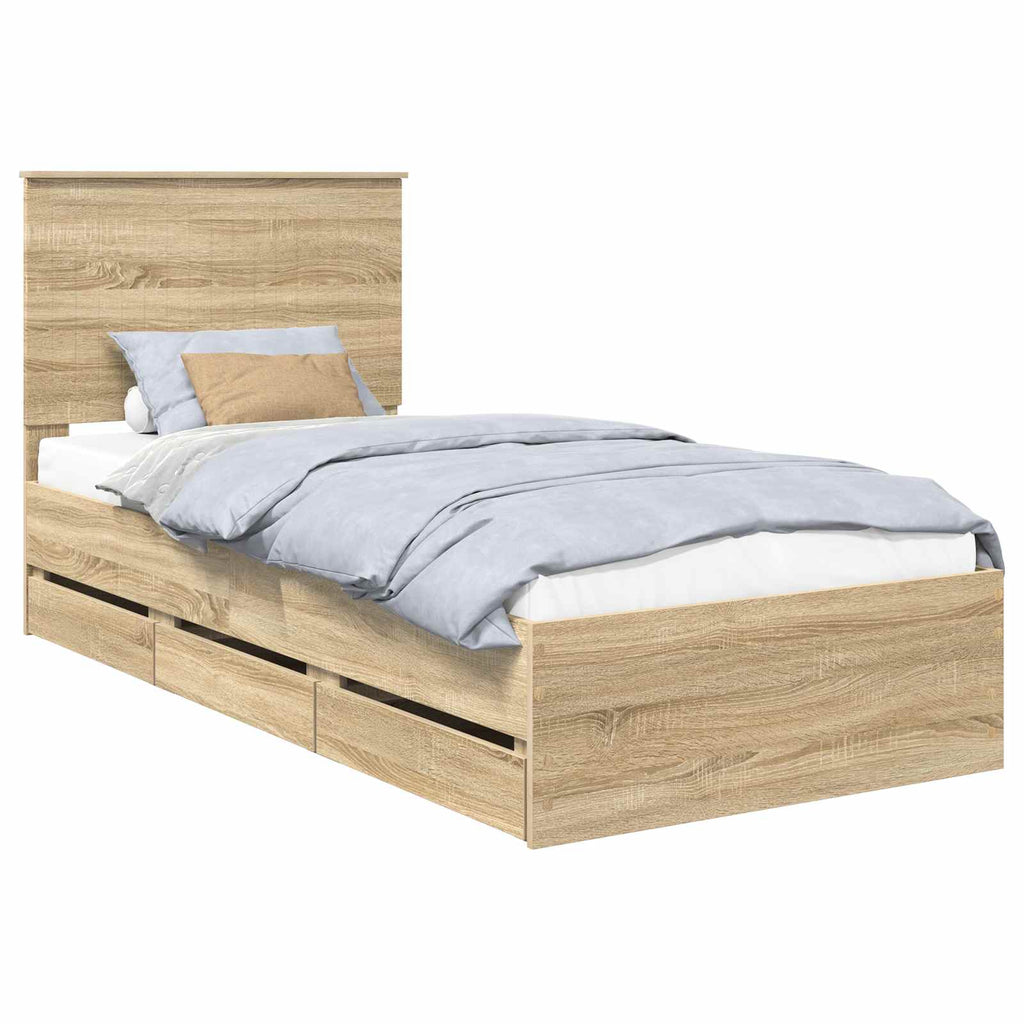 Bed Frame with Drawer Sonoma Oak 90 x 190 cm Engineer Wood