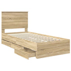 Bed Frame with Drawer Sonoma Oak 90 x 190 cm Engineer Wood