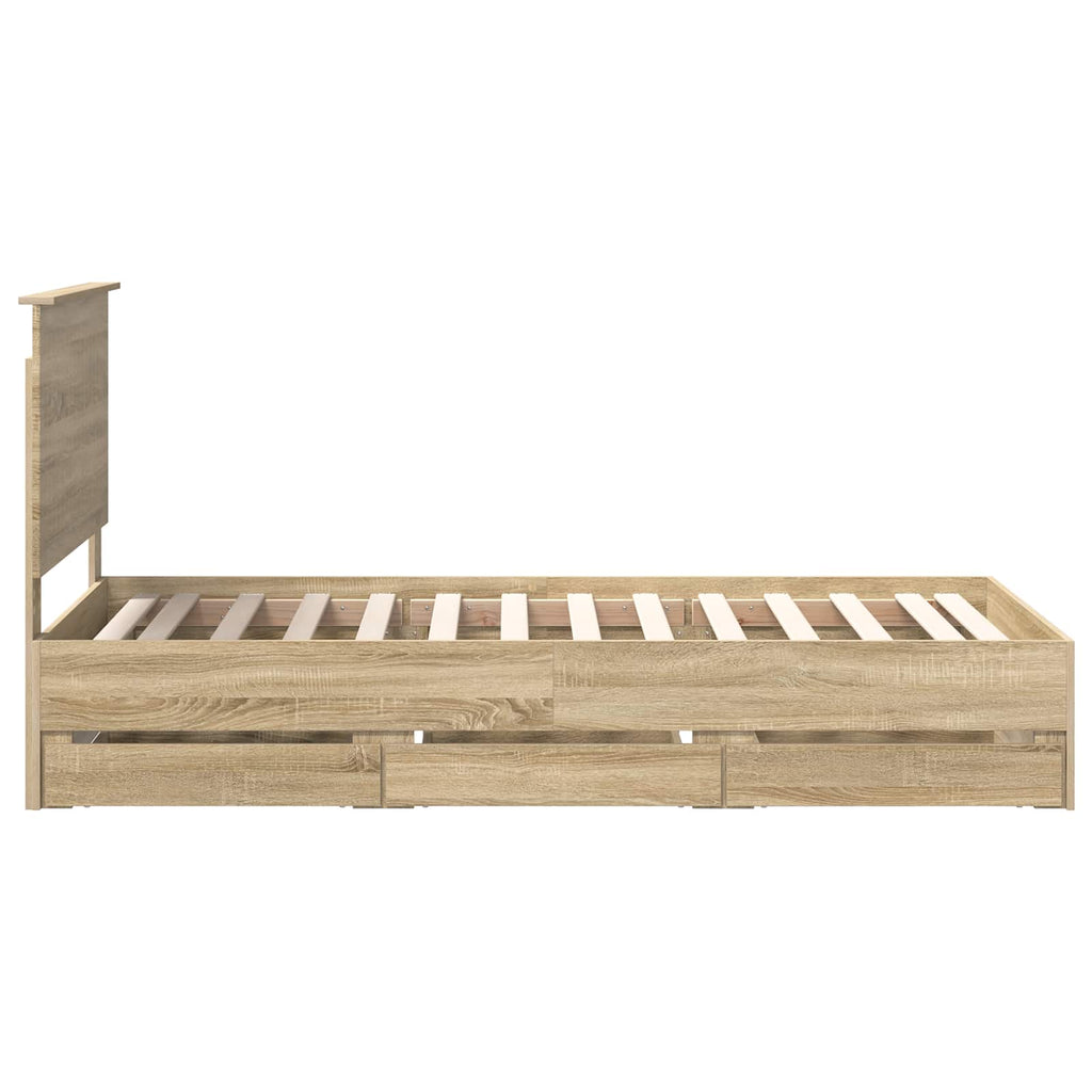 Bed Frame with Drawer Sonoma Oak 90 x 190 cm Engineer Wood