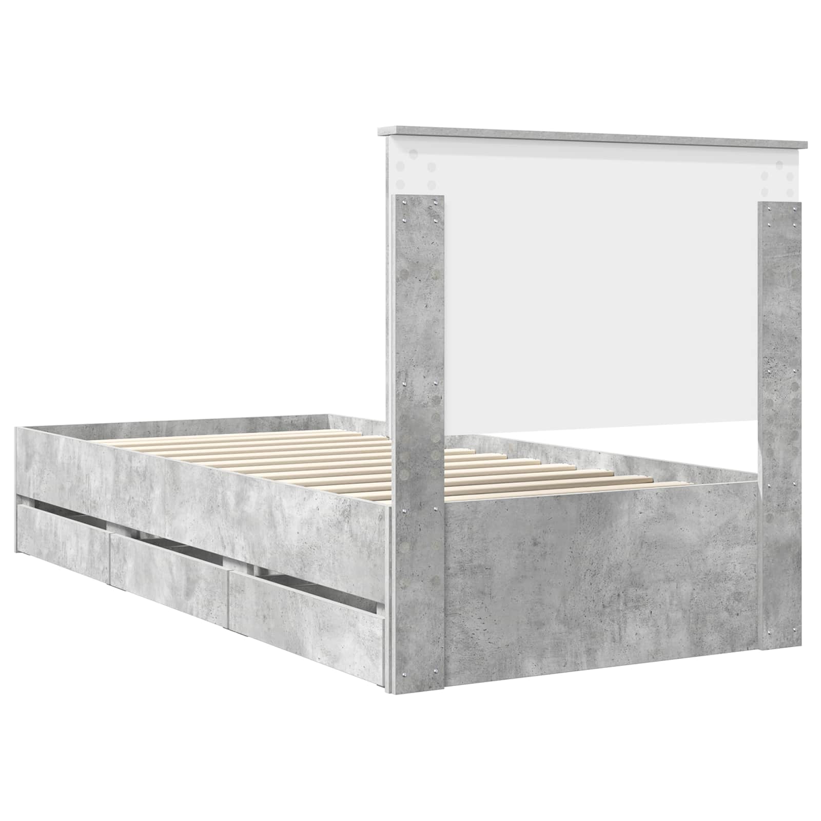 Bed Frame with Drawer Concrete Grey 90 x 190 cm Engineer Wood