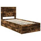 Bed Frame with Drawer Smoked Oak 90 x 190 cm Engineer Wood