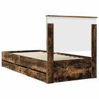 Bed Frame with Drawer Smoked Oak 90 x 190 cm Engineer Wood