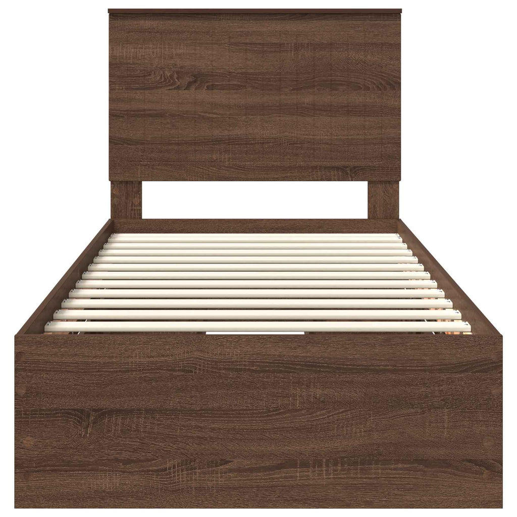 Bed Frame with Drawer Brown Oak 90 x 190 cm Engineer Wood
