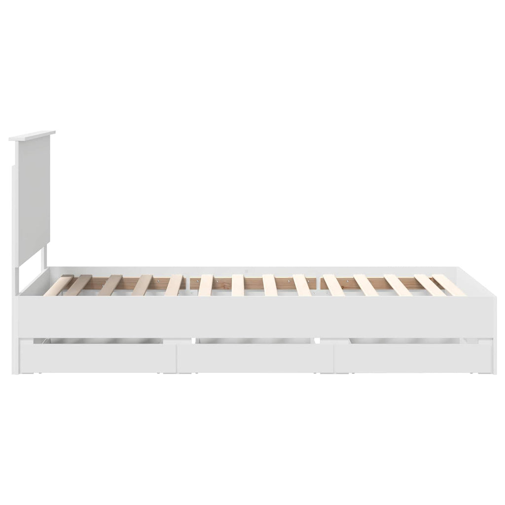 Bed Frame with Drawer White 90 x 200 cm Engineer Wood