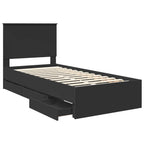 Bed Frame with Drawer Black 90 x 200 cm Engineer Wood