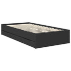 Bed Frame with Drawer Black 90 x 200 cm Engineer Wood