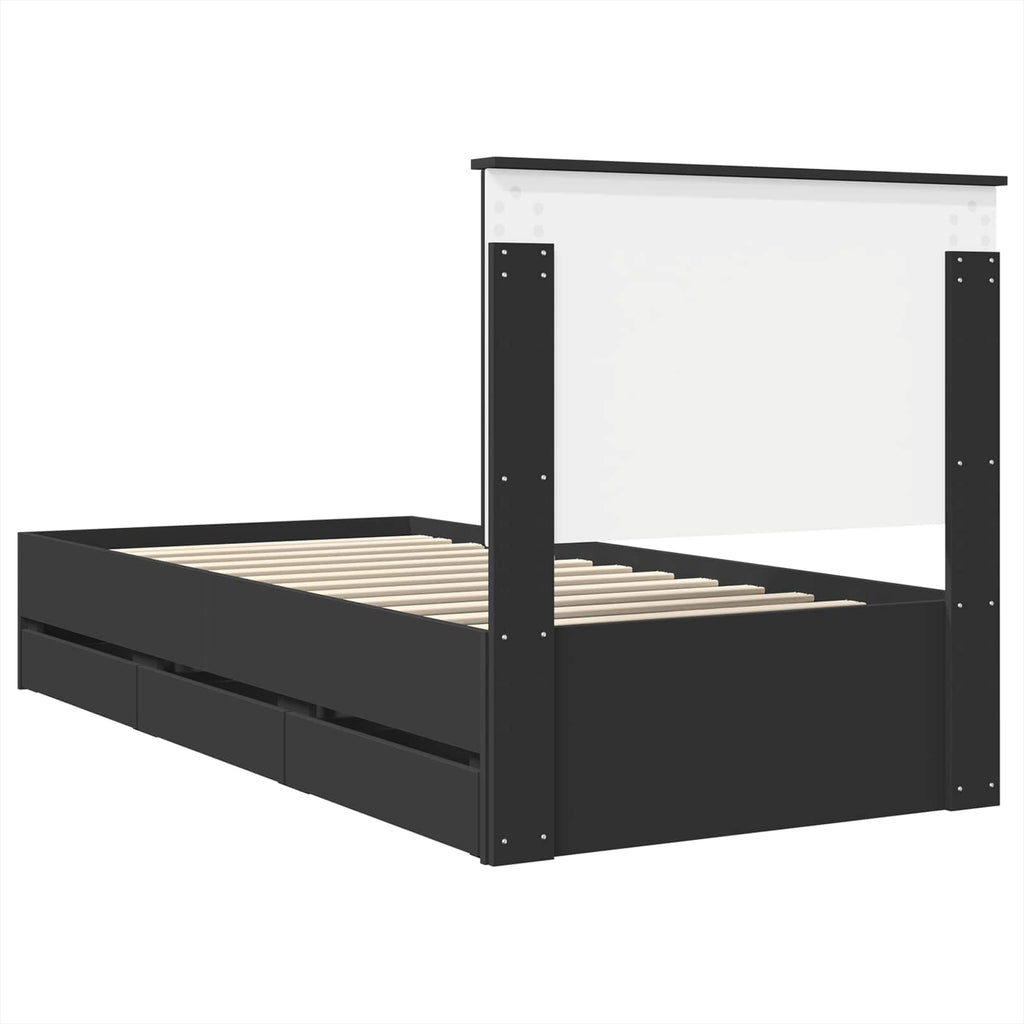 Bed Frame with Drawer Black 90 x 200 cm Engineer Wood