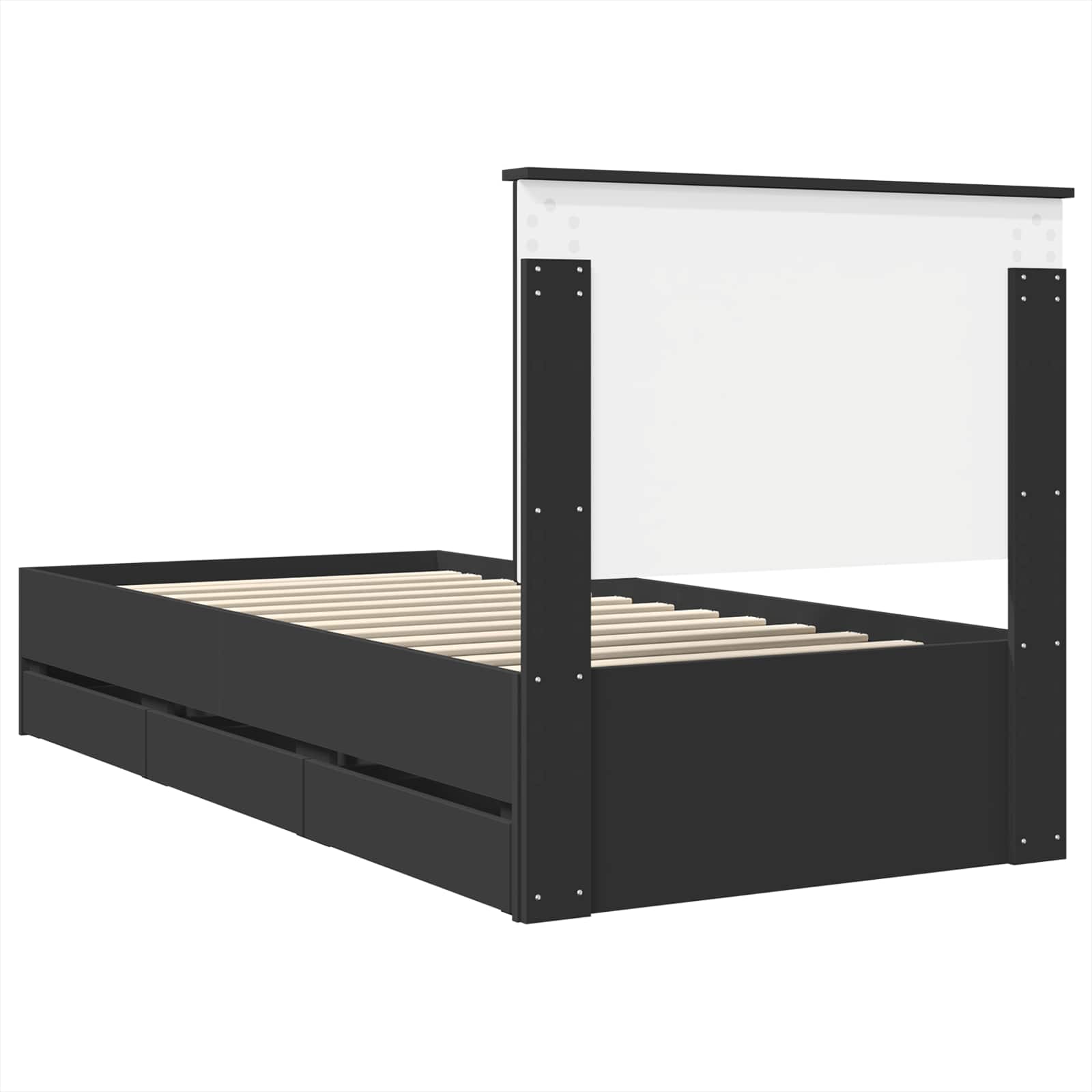 Bed Frame with Drawer Black 90 x 200 cm Engineer Wood