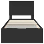Bed Frame with Drawer Black 90 x 200 cm Engineer Wood