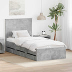 Bed Frame with Drawer Concrete Grey 90 x 200 cm Engineer Wood