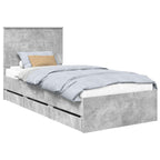 Bed Frame with Drawer Concrete Grey 90 x 200 cm Engineer Wood