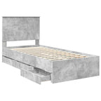 Bed Frame with Drawer Concrete Grey 90 x 200 cm Engineer Wood