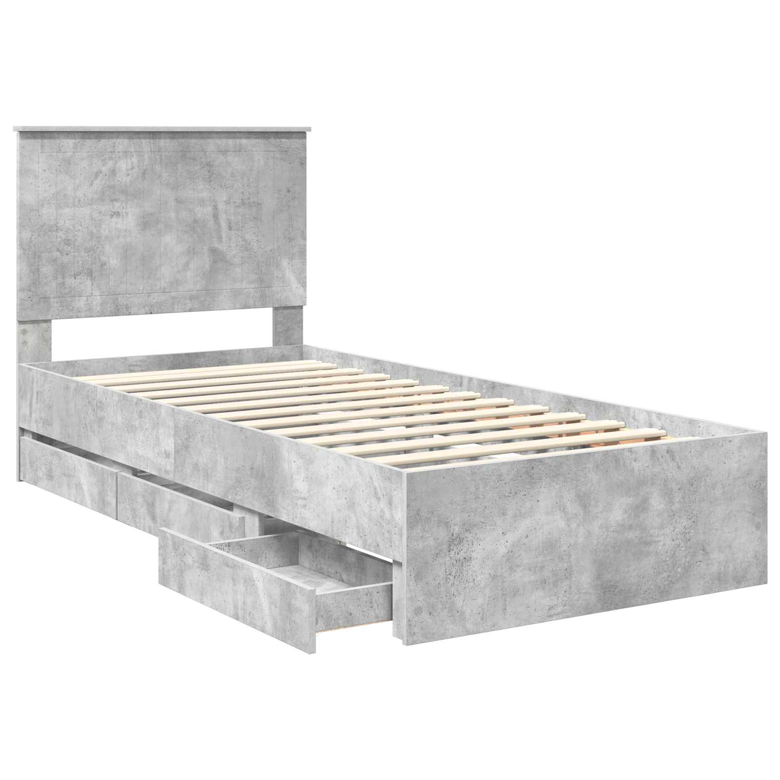 Bed Frame with Drawer Concrete Grey 90 x 200 cm Engineer Wood