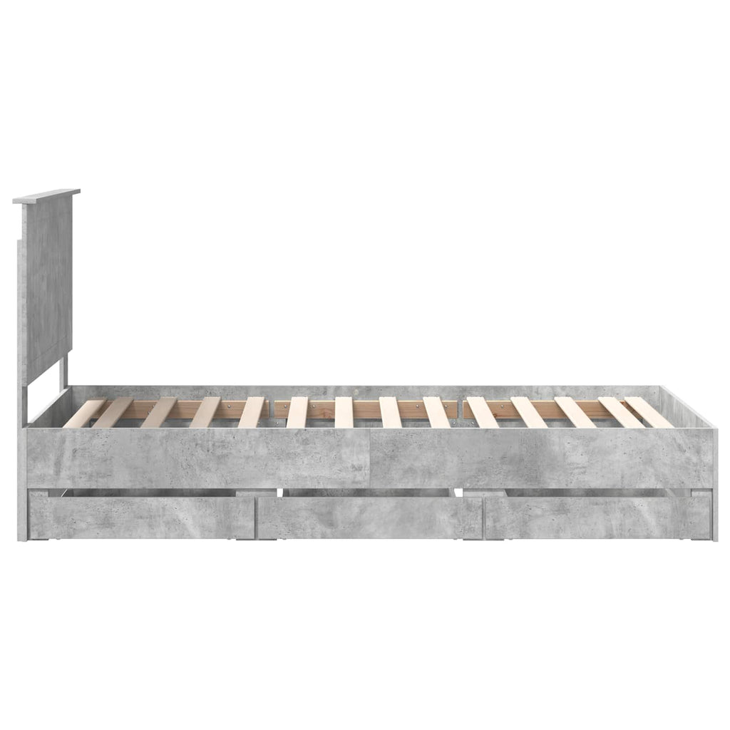 Bed Frame with Drawer Concrete Grey 90 x 200 cm Engineer Wood