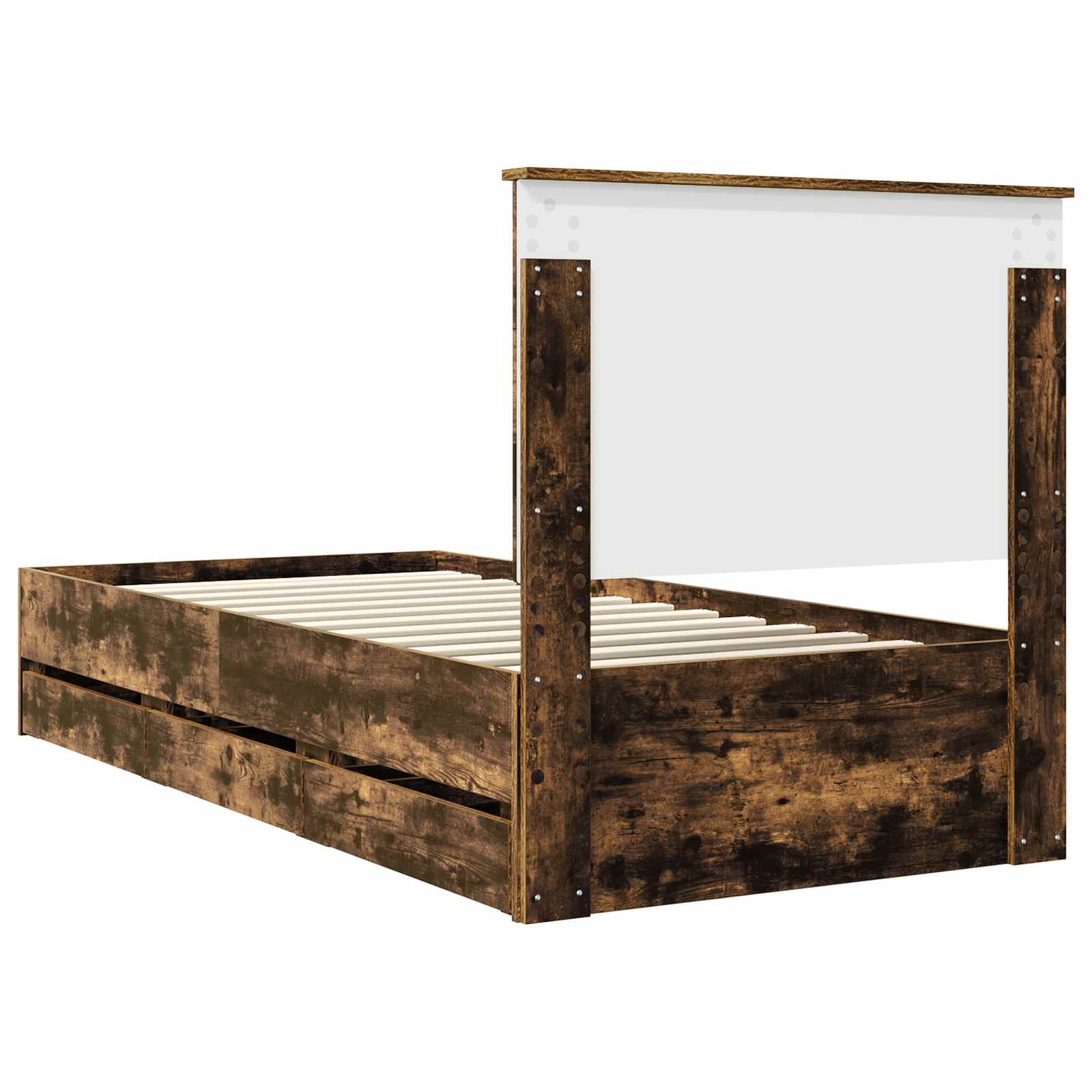 Bed Frame with Drawer Smoked Oak 90 x 200 cm Engineer Wood