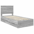 Bed Frame with Drawer Grey Sonoma 90 x 200 cm Engineer Wood