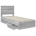 Bed Frame with Drawer Grey Sonoma 90 x 200 cm Engineer Wood