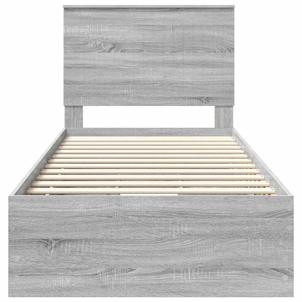 Bed Frame with Drawer Grey Sonoma 90 x 200 cm Engineer Wood